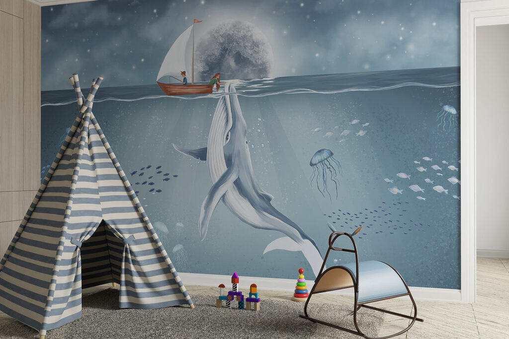 Witte walvis onder maanlicht — interieur 3