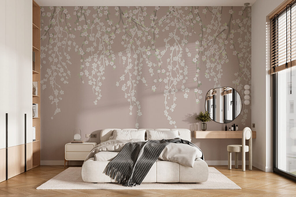 Witte bloemen op een boomtak — interieur 4