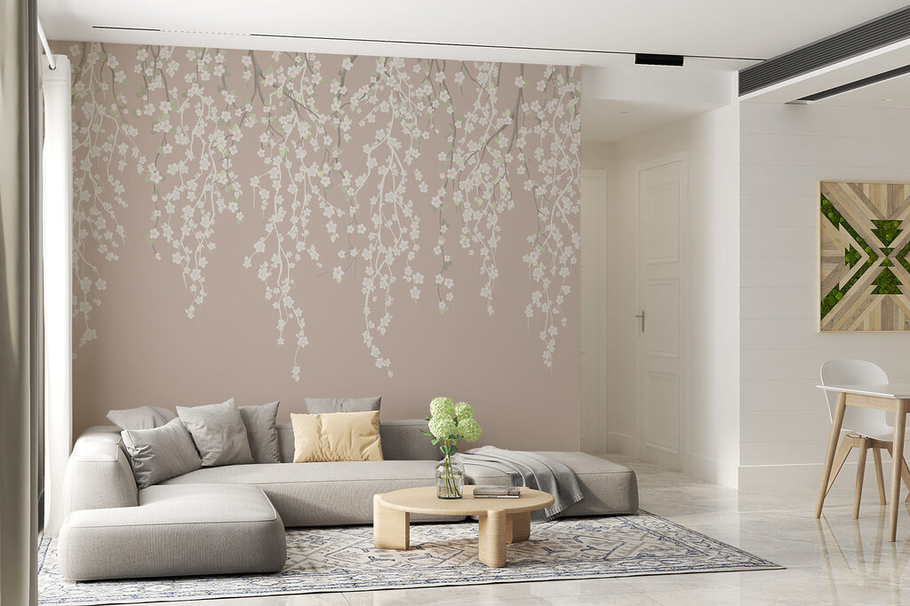 Witte bloemen op een boomtak — interieur 5