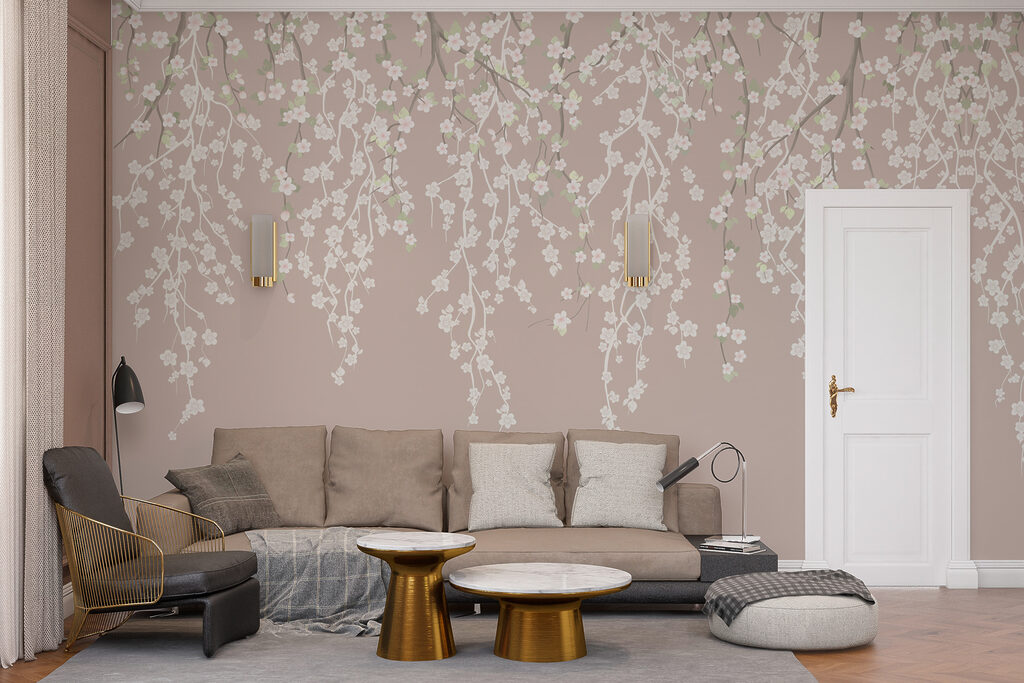 Witte bloemen op een boomtak — interieur 6