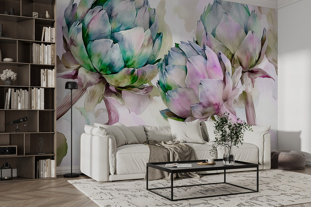 Artisjokbloemen in waterverf — interieur 3