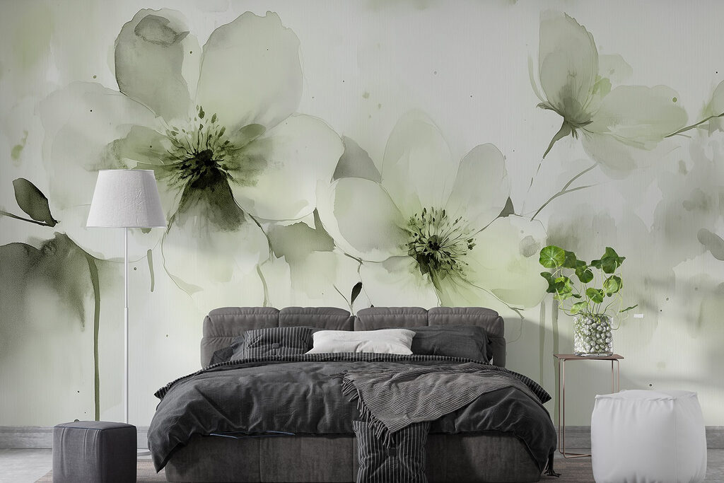Zachte bloemen in delicate pasteltinten in een interieur