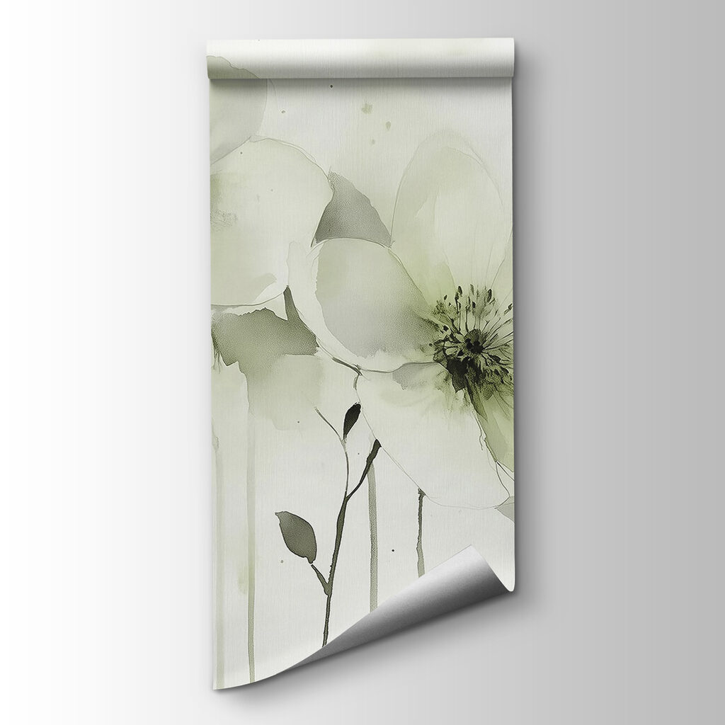 Witte bloemen op bleekgroen — productweergave