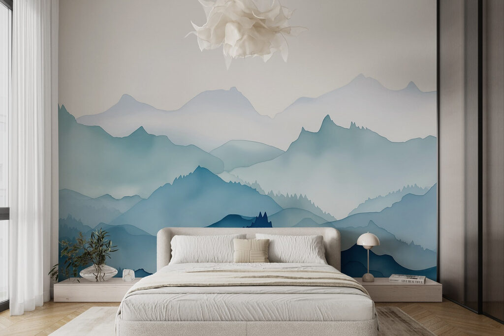 Blauwe bergruggen achter elkaar — interieur 1