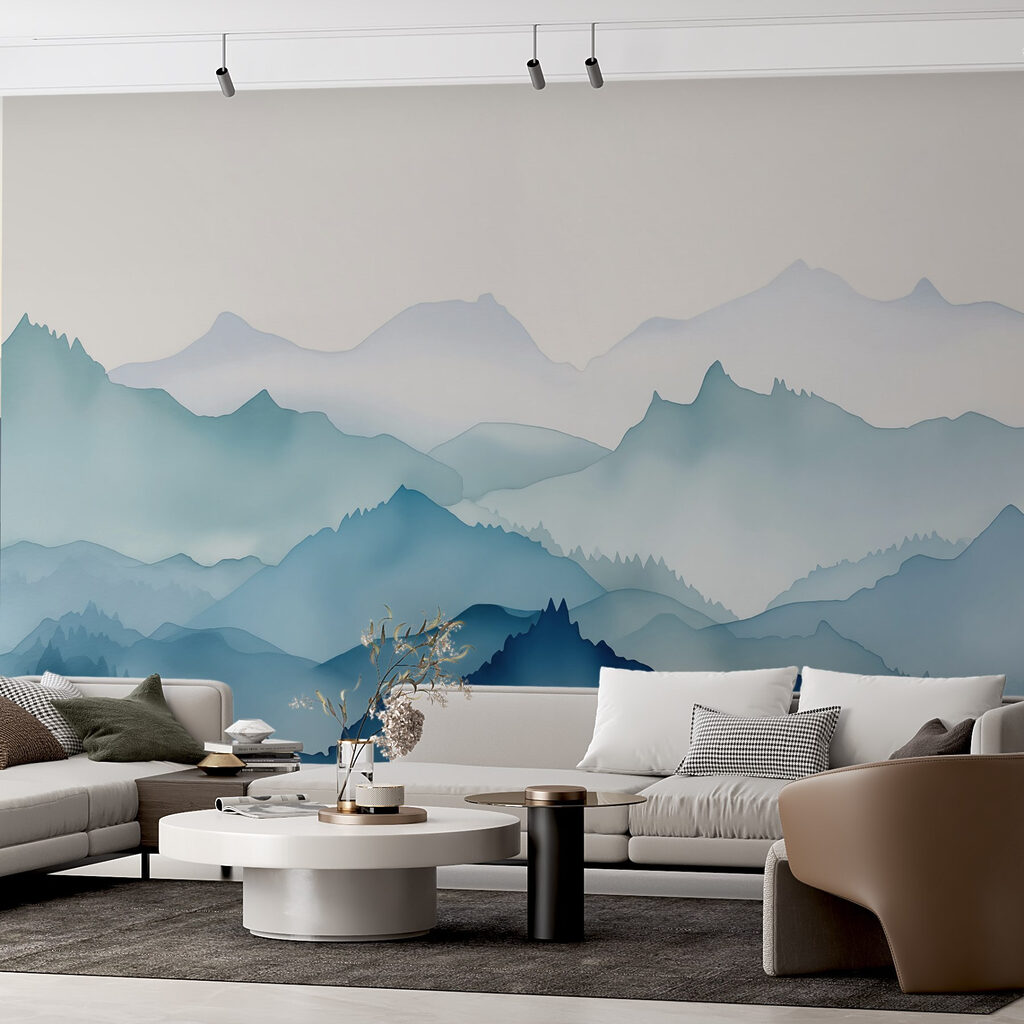 Blauwe bergruggen achter elkaar — interieur 2