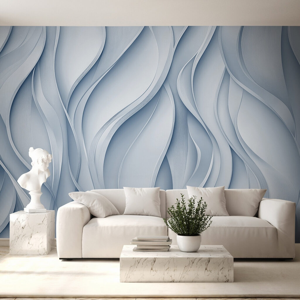 Lichtblauwe lijnen golven — interieur 2