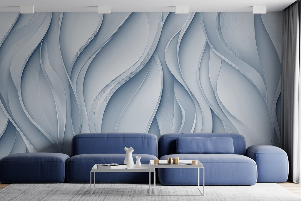 Lichtblauwe lijnen golven — interieur 3