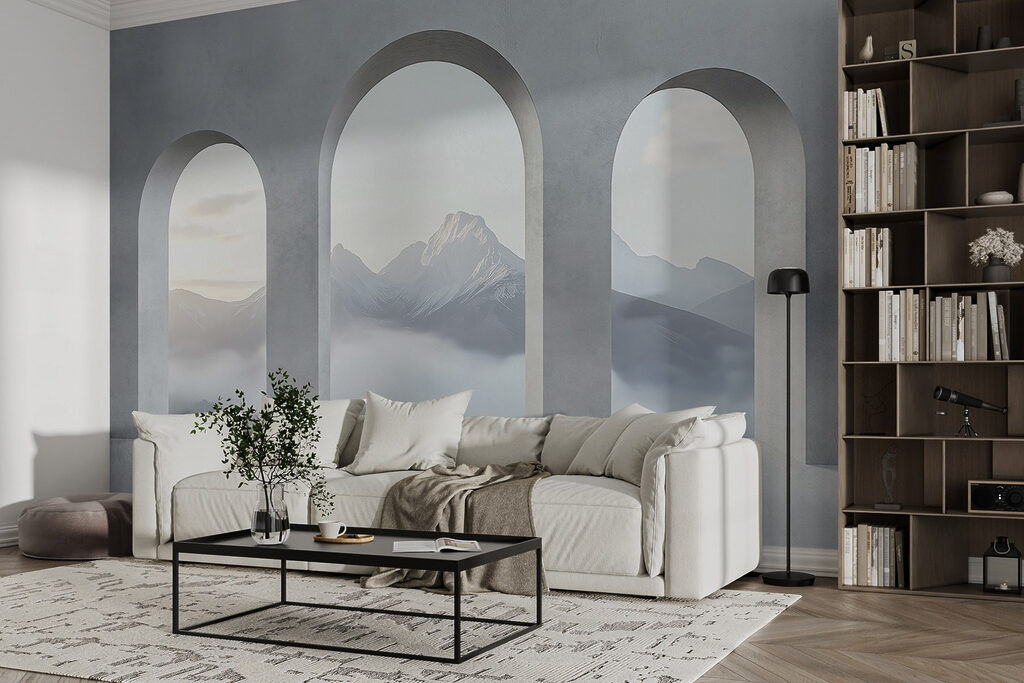 Bergzicht door drie bogen — interieur 3