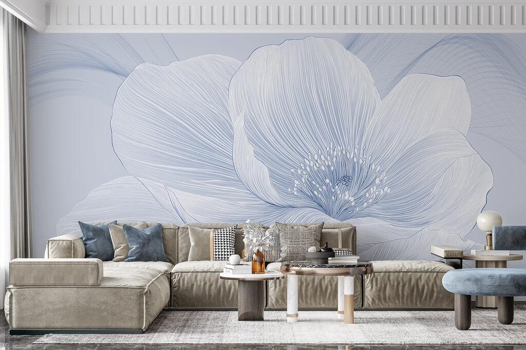Witte bloem, fijne lijnen — interieur 2