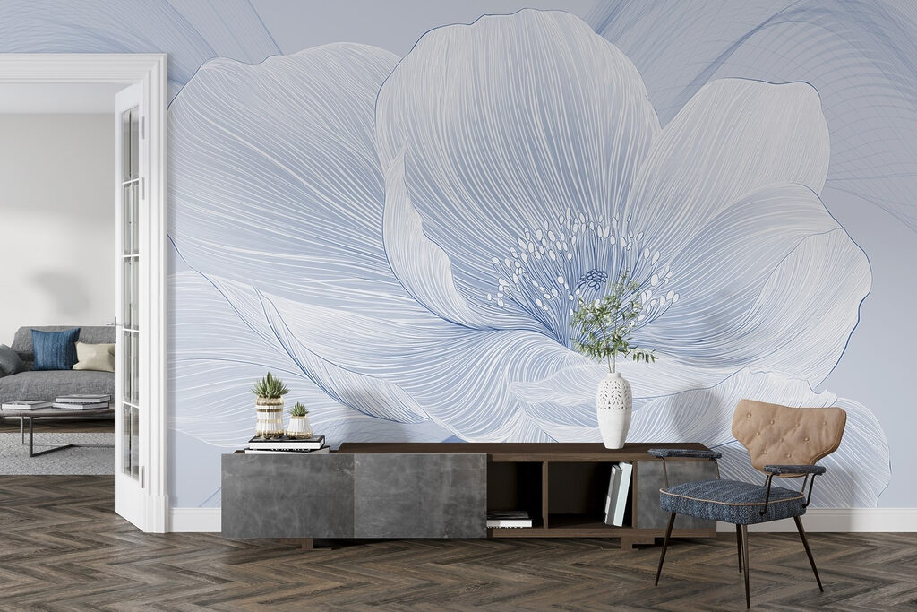 Witte bloem, fijne lijnen — interieur 3