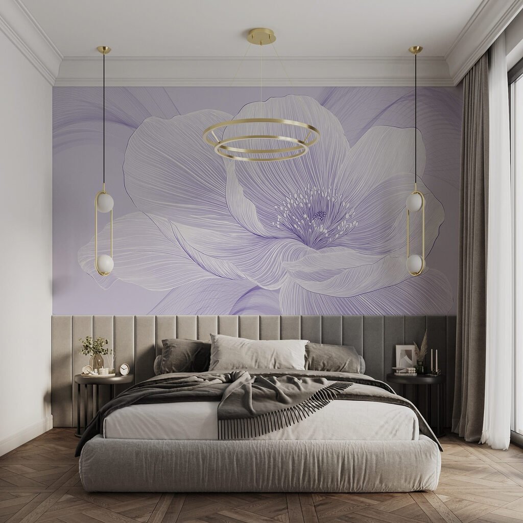 Witte bloem, fijne lijnen — interieur 1