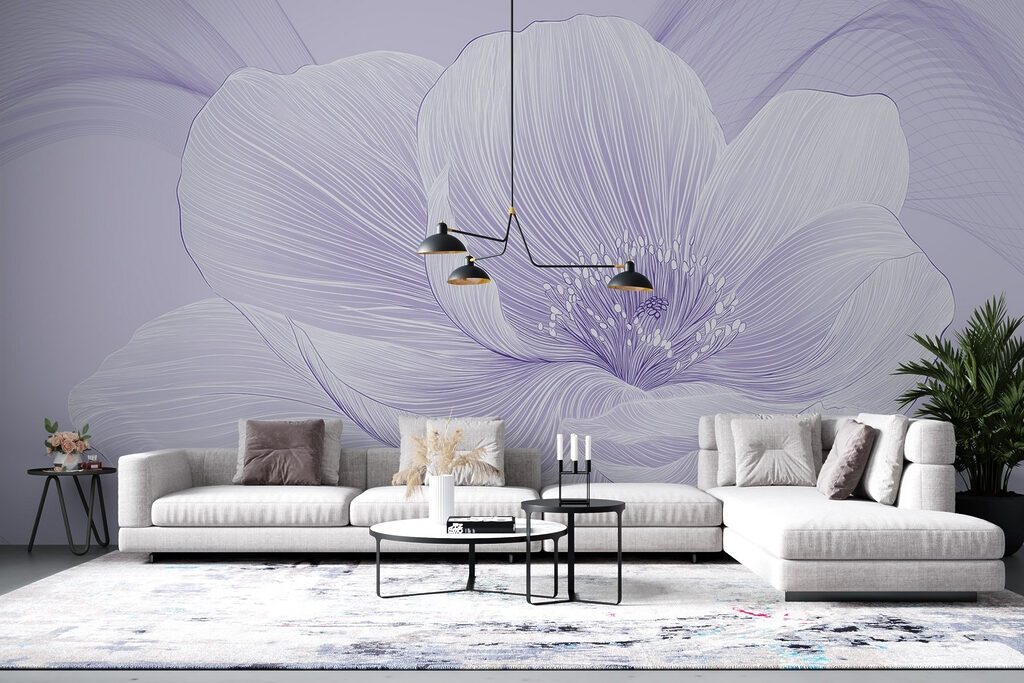 Witte bloem, fijne lijnen — interieur 2
