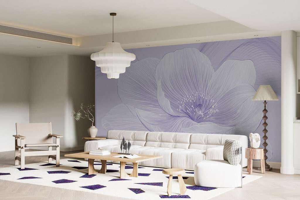 Witte bloem, fijne lijnen — interieur 3
