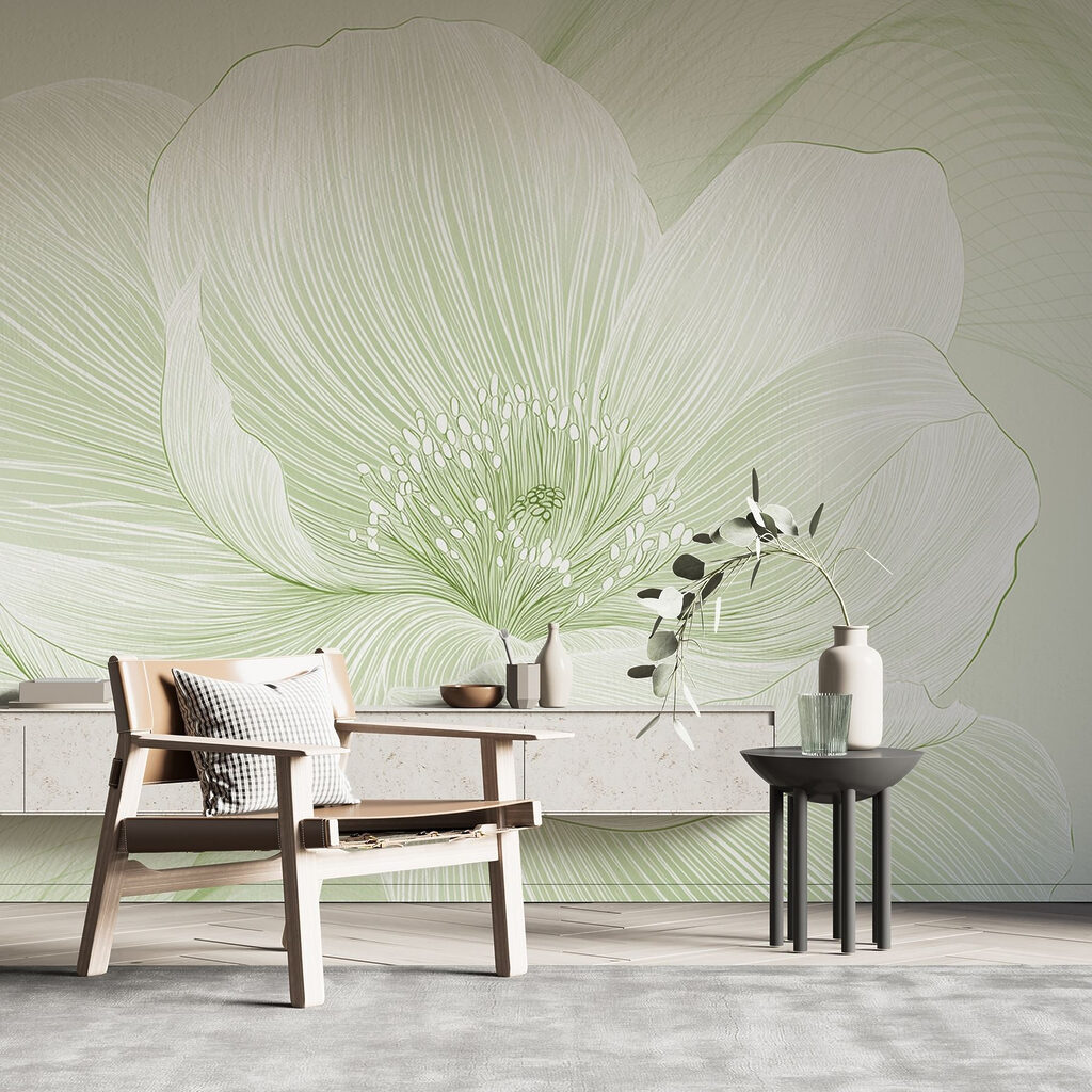 Witte bloem, fijne lijnen — interieur 2