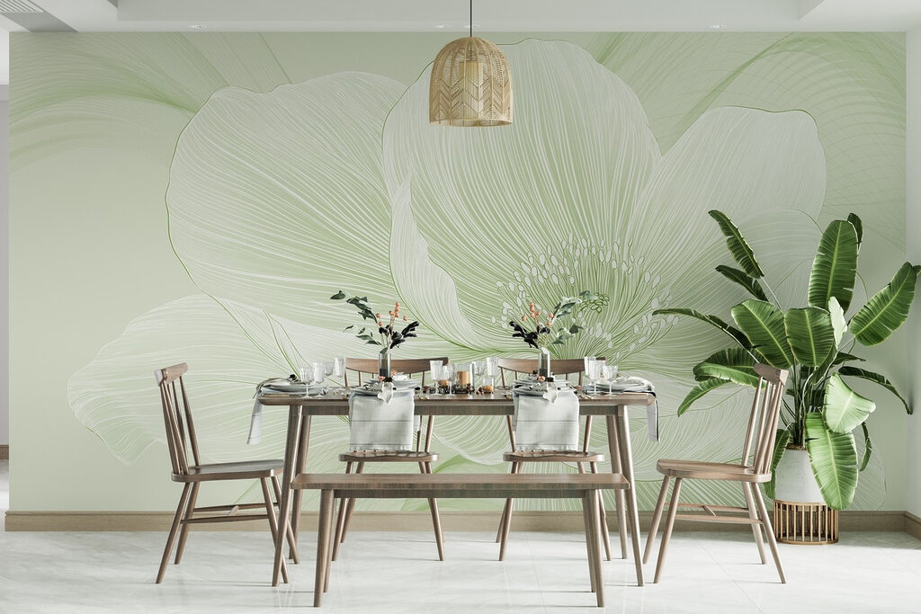 Witte bloem, fijne lijnen — interieur 3