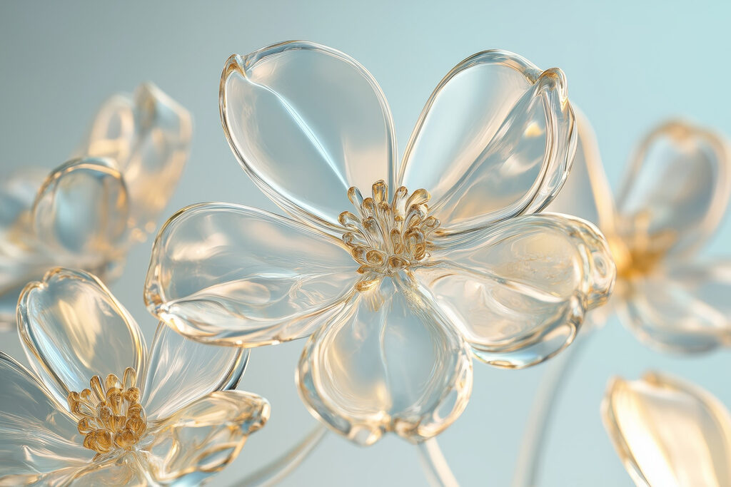 Glanzende bloemen met goudranden — volledig ontwerp