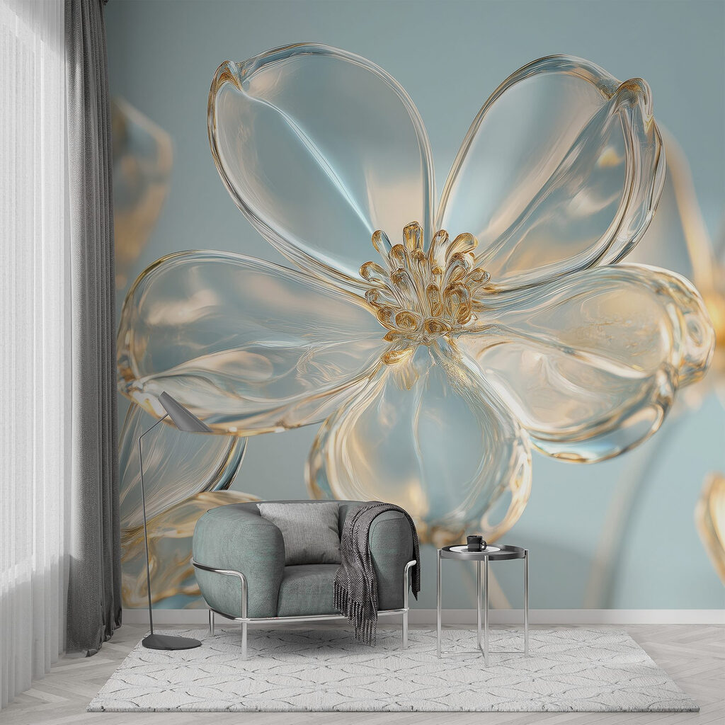 Glanzende bloemen met goudranden — interieur 2