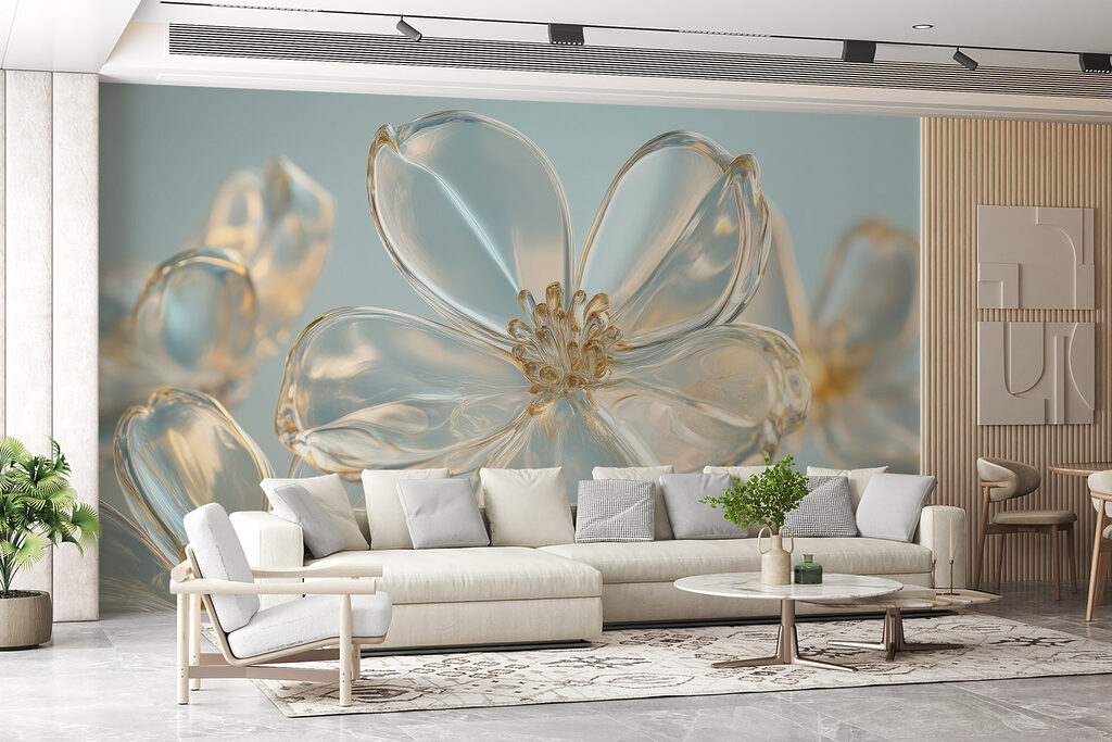 Glanzende bloemen met goudranden — interieur 3