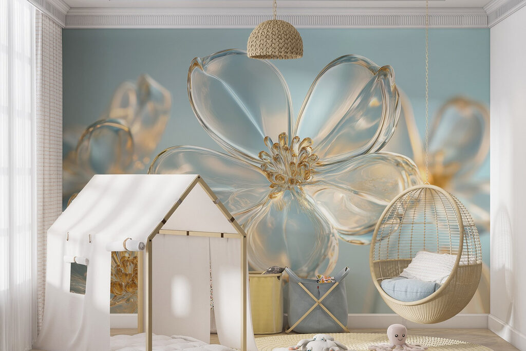 Glanzende bloemen met goudranden — interieur 4