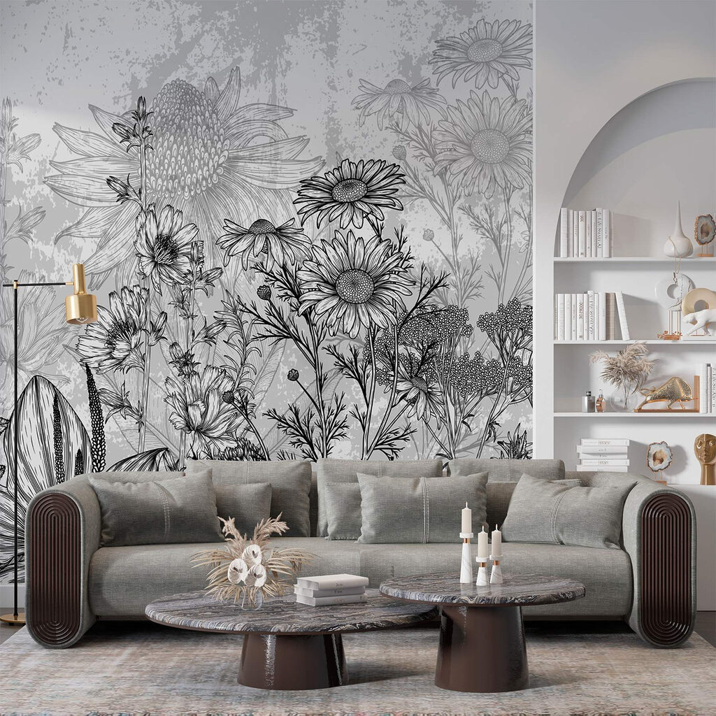 Bloemenweide in zwarte lijnen — interieur 2