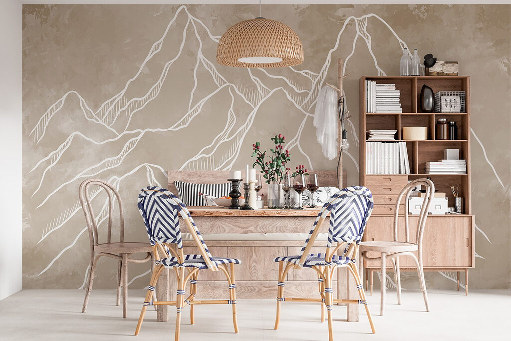 Witte berglijnen op verf — interieur 2