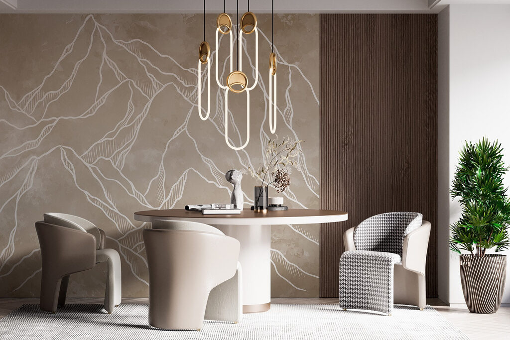 Witte berglijnen op verf — interieur 3