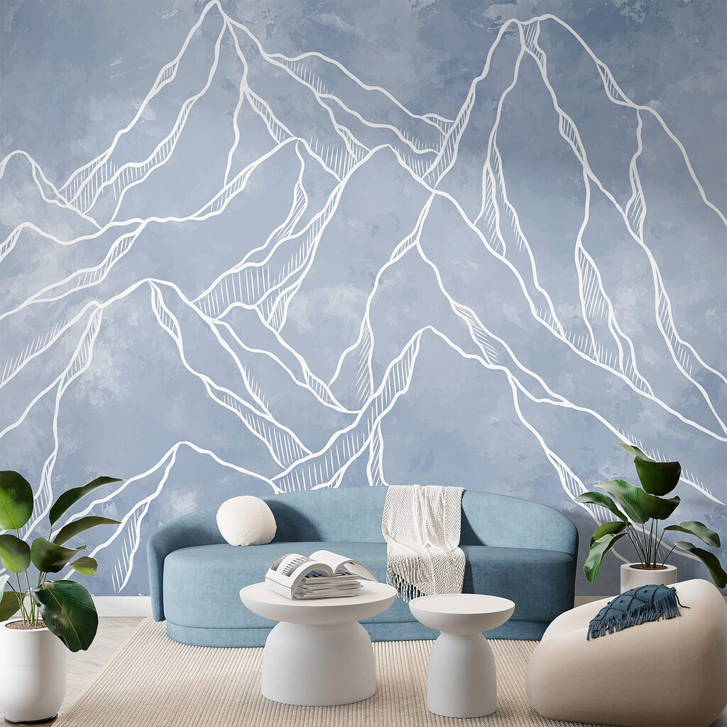 Witte berglijnen op verf — interieur 1