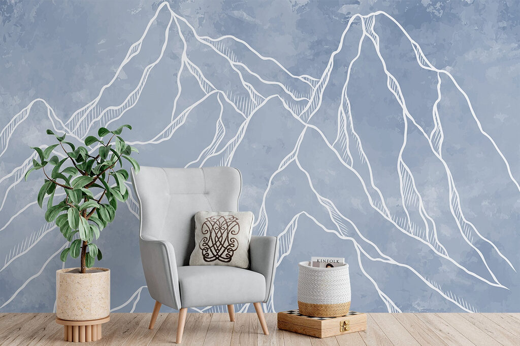 Witte berglijnen op verf — interieur 2