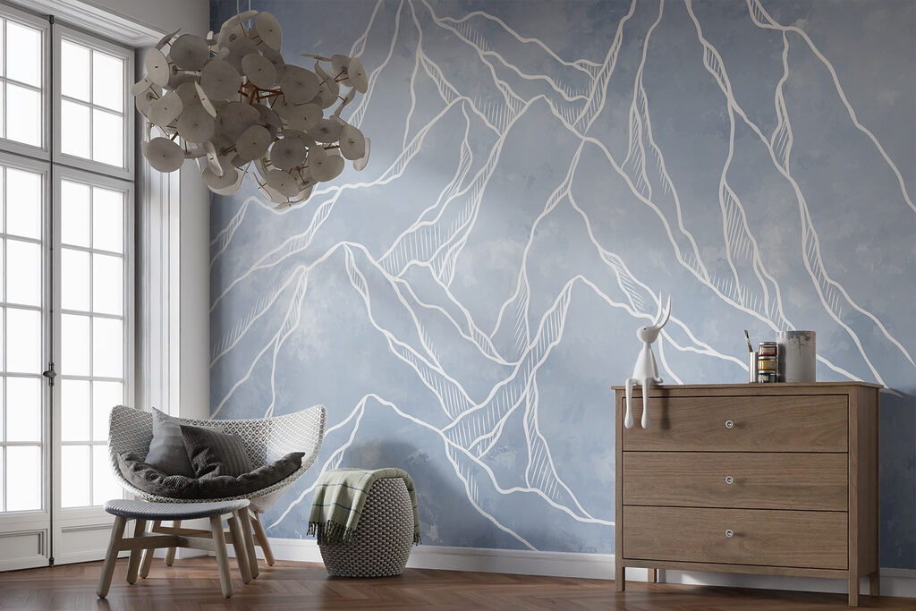 Witte berglijnen op verf — interieur 3