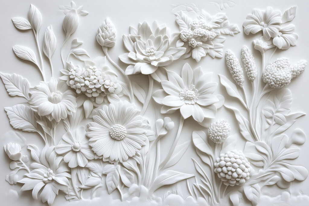 Witte bloemen dicht bijeen — volledig ontwerp