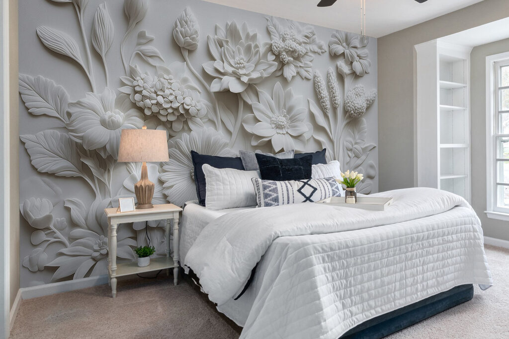 Witte bloemen dicht bijeen — interieur 1