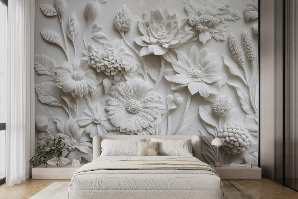 Witte bloemen dicht bijeen — interieur 2