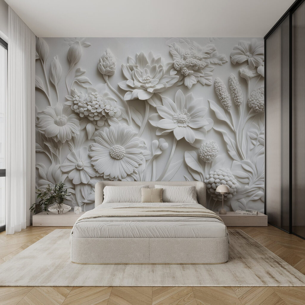 Witte bloemen dicht bijeen — interieur 3