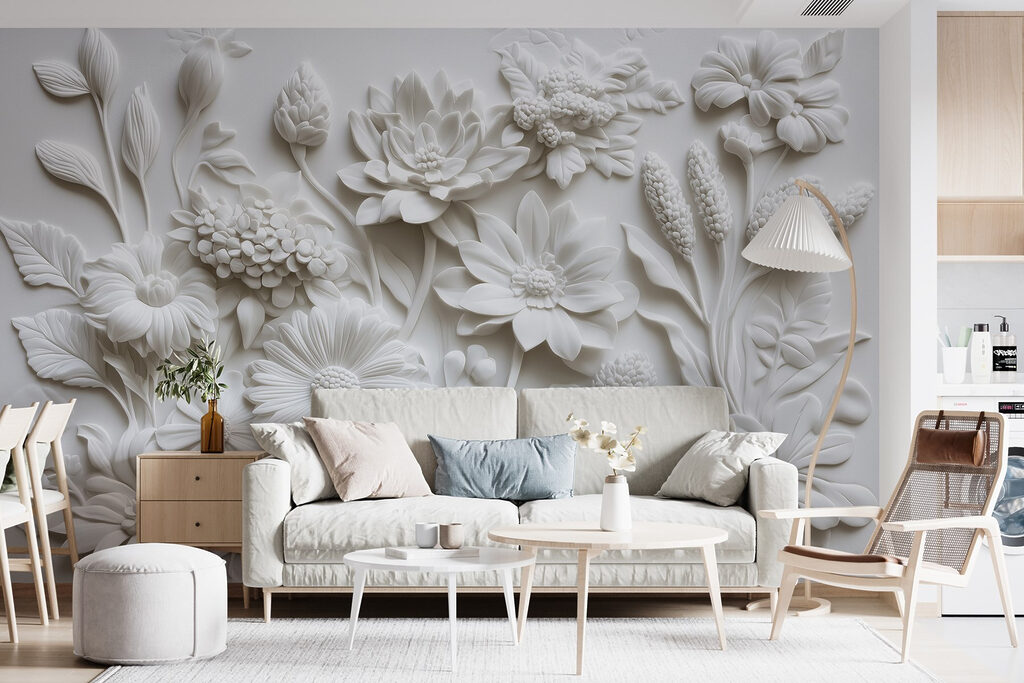 Witte bloemen dicht bijeen — interieur 4