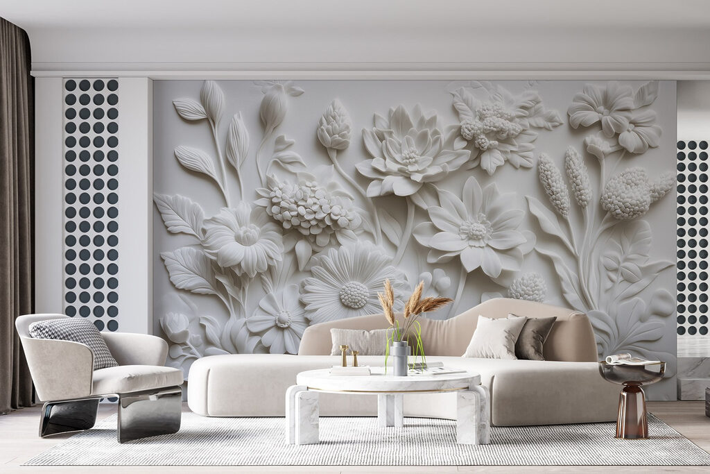 Witte bloemen dicht bijeen — interieur 5