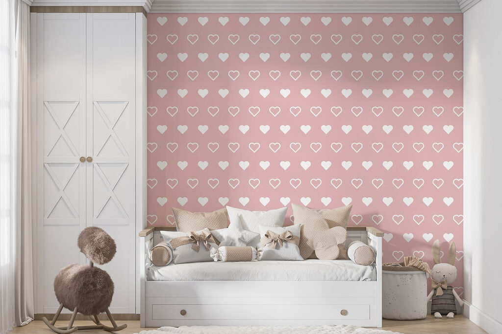 Witte hartjes op roze — interieur 1