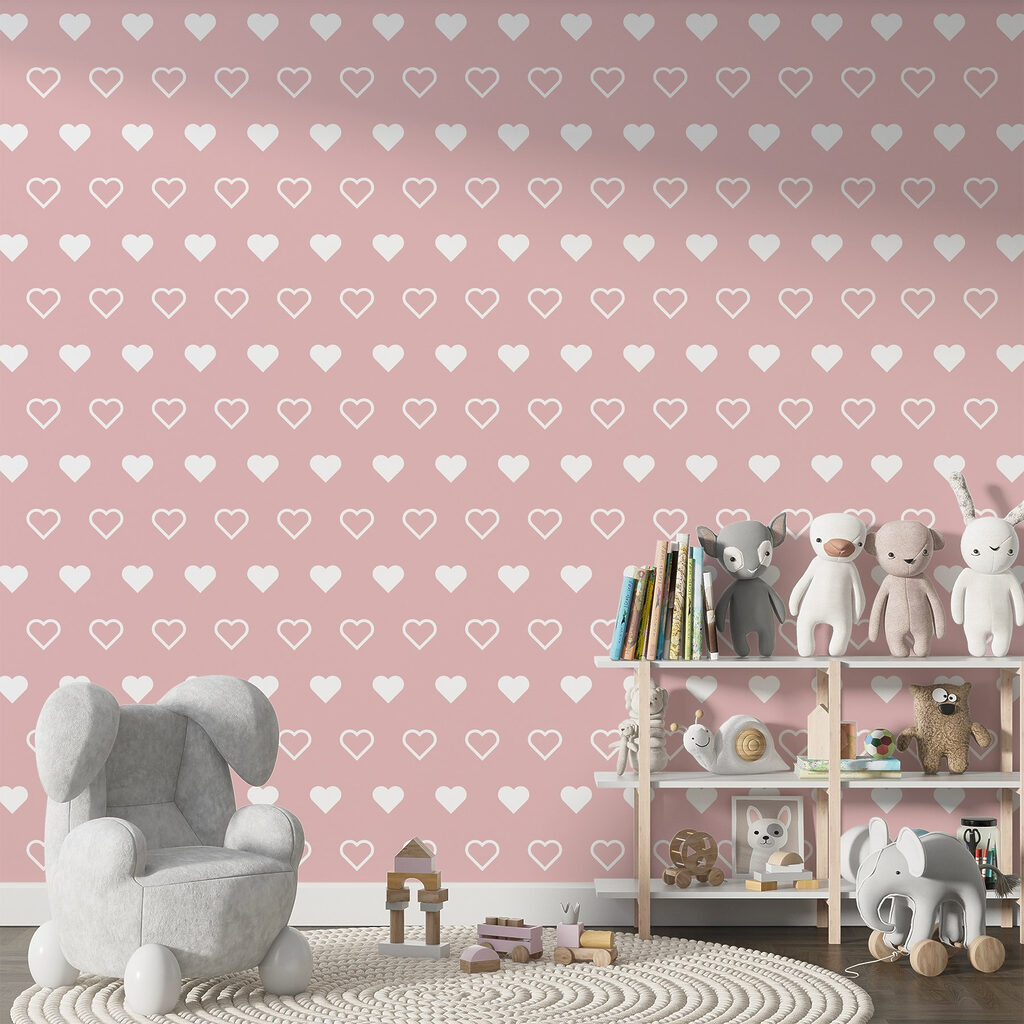 Witte hartjes op roze — interieur 2