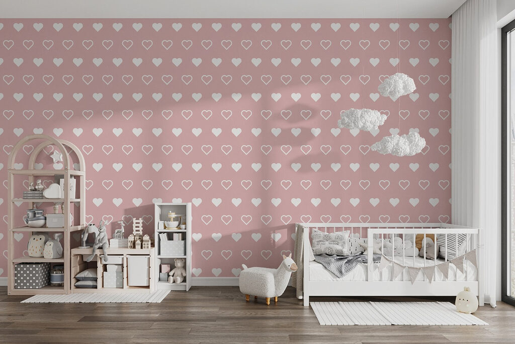 Witte hartjes op roze — interieur 3