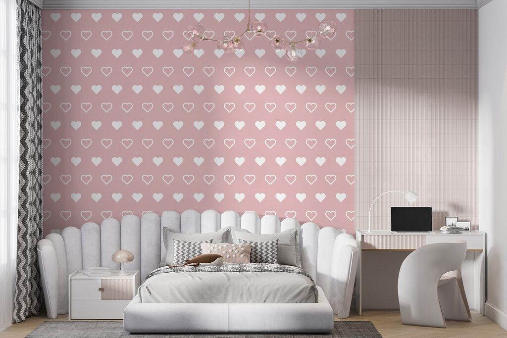 Witte hartjes op roze — interieur 4