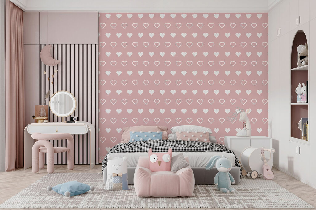 Witte hartjes op roze — interieur 5