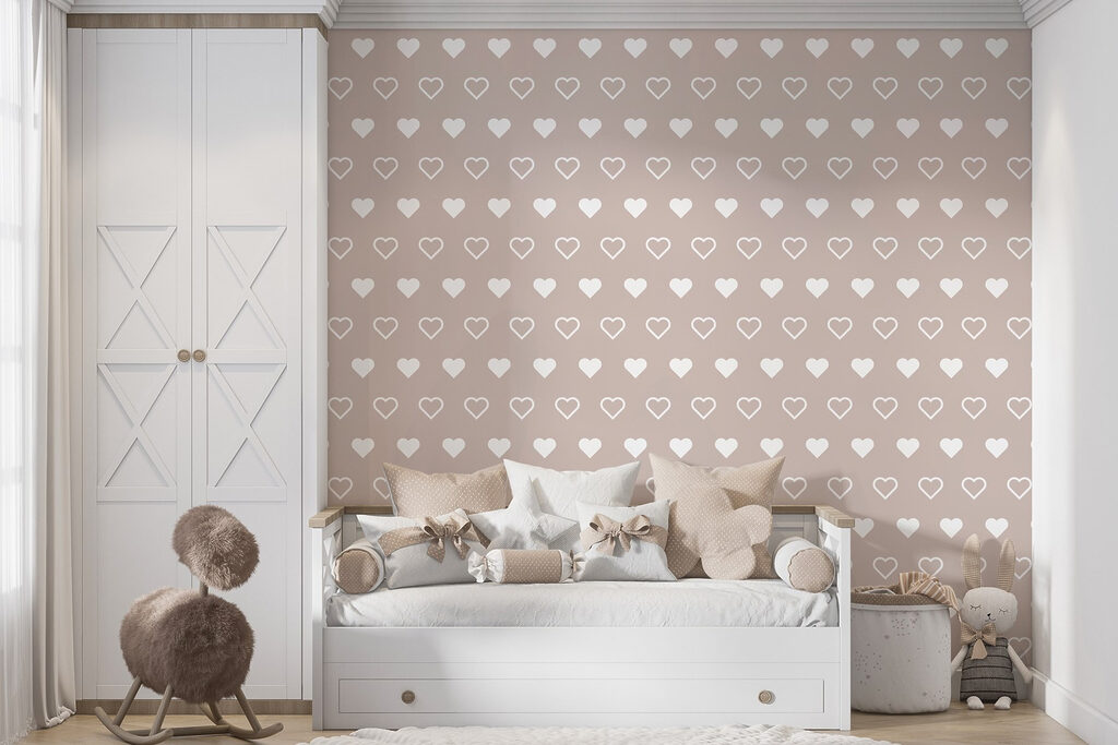 Hartenpatroon op een beige achtergrond in een interieur