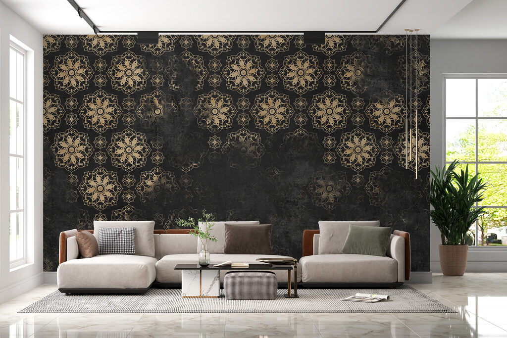Gouden ornamenten op donkergrijs — interieur 1