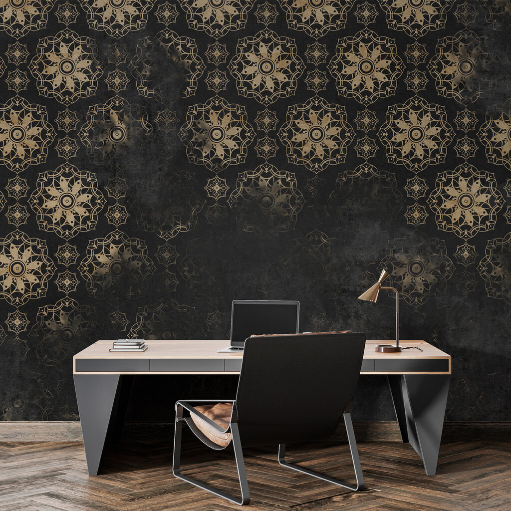 Gouden ornamenten op donkergrijs — interieur 2