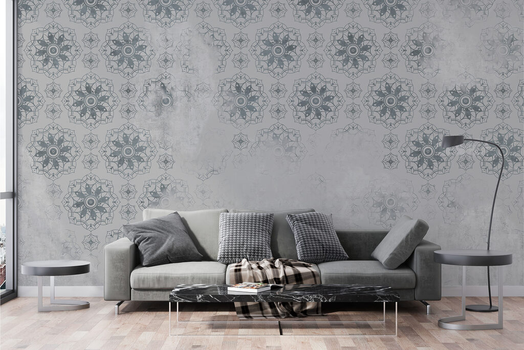 Kanten rozetten op patina — interieur 1