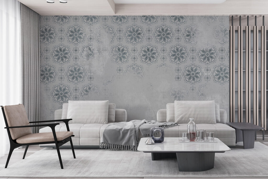 Kanten rozetten op patina — interieur 2