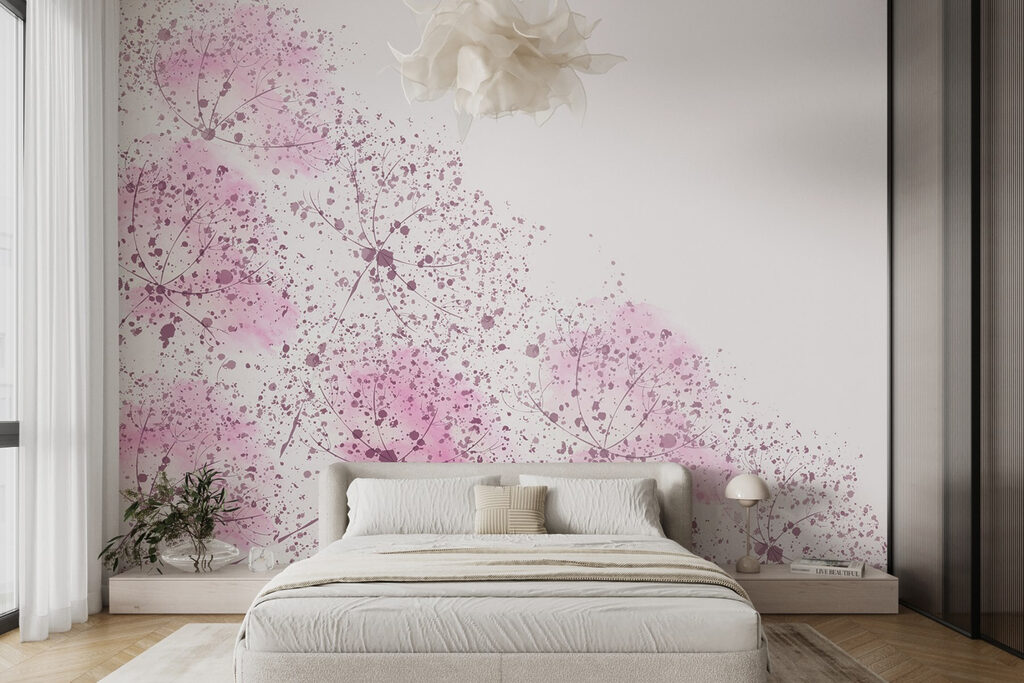 Roze zaadpluis met schittering — interieur 1