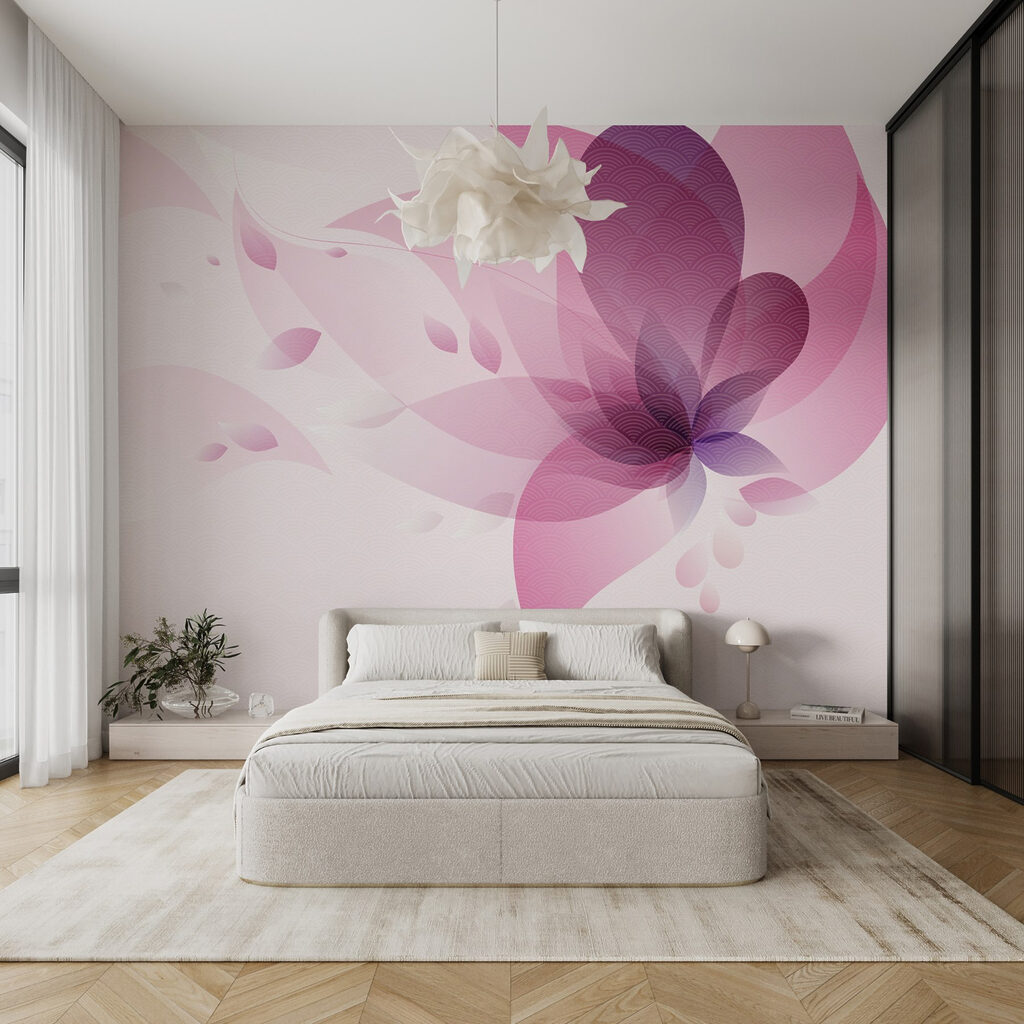 Roze bloem als kleurwolk — interieur 1
