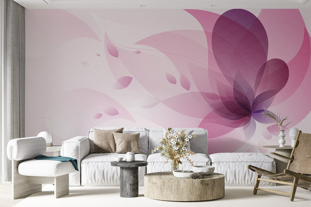 Roze bloem als kleurwolk — interieur 2
