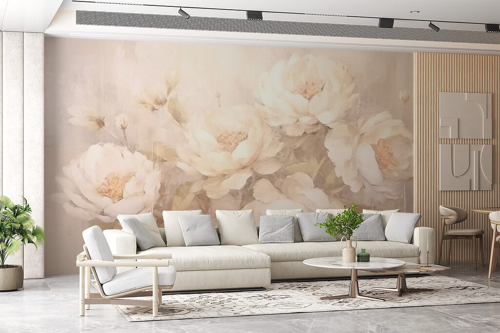 Pioenen boven verweerde verf — interieur 3