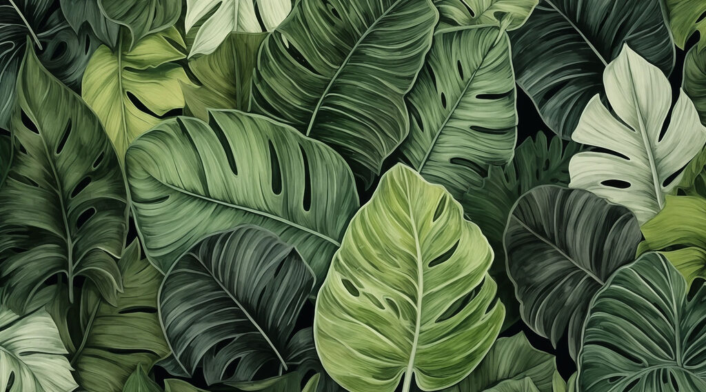 Monstera in een bladerdek — volledig ontwerp
